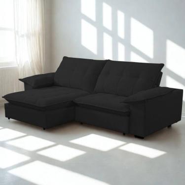 Imagem de Sofá Retrátil E Reclinável Veludo 2,00m Lisboa - Conforto Premium E Design Elegante | Lansof Brasil Cores Preto