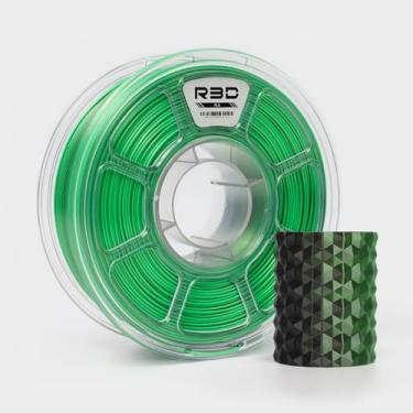 Imagem de R3D Filamento PLA de seda de duas cores, filamento de impressora 3D de coextrusão 1,75 mm, PLA de alta velocidade 30-370 mm/s, precisão dimensional +/- 0,02 mm, carretel de plástico de 1 kg (preto e