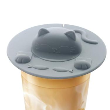 Imagem de Tampa de Silicone Para Copos | Com Porta-Sachês de Chá em Silicone Anti-Pó,Tampa para Copo de Café Vidro para Gato,Para Café Água Leite Bebidas Crianças Adolescentes Escritório Estudo