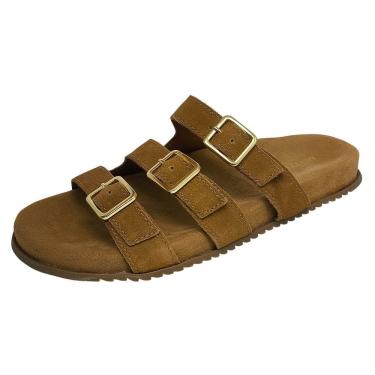 Imagem de Sandalia Rasteira Feminina Calce Facil Ajuste Couro Bottero