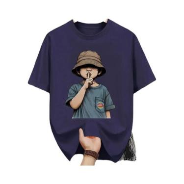 Imagem de Camiseta Masculina Slim Fit De Verão 100% Algodão Com Estampa De Desen