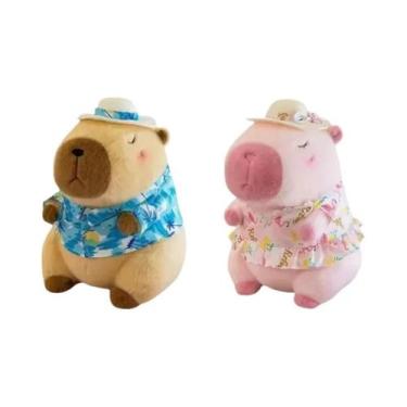 Imagem de Bonecos De Pelúcia Capivara De Praia De Verão, Família De Três, Figura