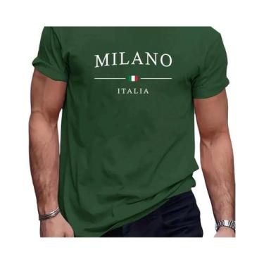 Imagem de Camiseta Casual De Algodão Masculina De Verão Com Estampa De Letras Mi