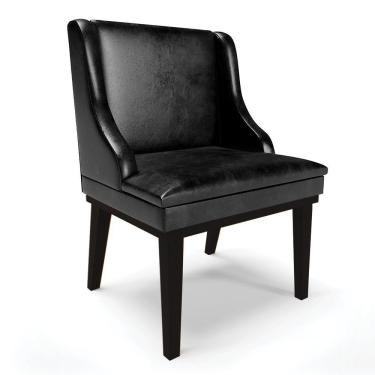 Imagem de Cadeira De Jantar Corano Preto Base Fixa Madeira