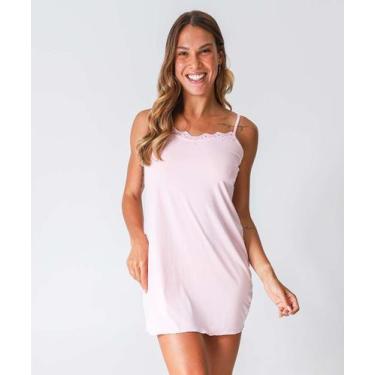 Imagem de Camisola Liganete Recorte Renda Marisa Rosa-39048, Rosa, M