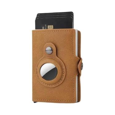 Imagem de Carteira Unissex De Fibra De Carbono RFID Fina De Couro Para Apple Air