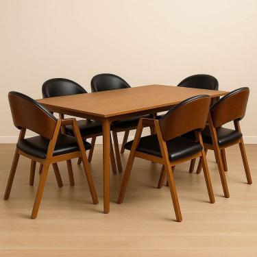 Imagem de Kit 6 Cadeiras Luiza Sala de Jantar com Braco Madeira Macica Movellu Home