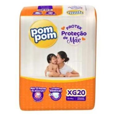 Imagem de Fralda Infantil Pom Pom Mamãe/Derma Protek, XG, 20