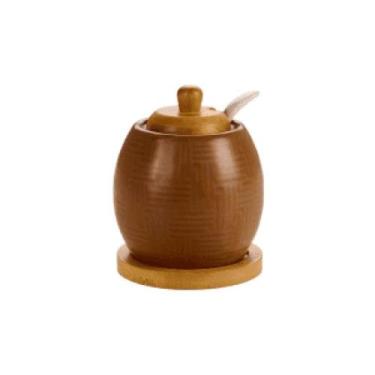 Imagem de Acucareiro Havana Vidal Terracota Ceramica C/Tampa Bambu 250ml Wellmix