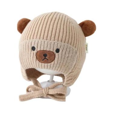 Imagem de Gorro De Urso Tricotado Para Meninas E Meninos, Quente E À Prova De Ve
