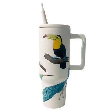 Imagem de Copo Térmico Tropical 1200ml – Estampa Vibrante, Alta Capacidade E Conservação Prolongada Modelo:c2