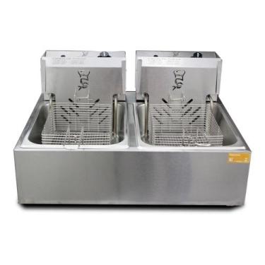Imagem de fritadeira 2 cuba 10 lts profissional ribeiros inox, 220V