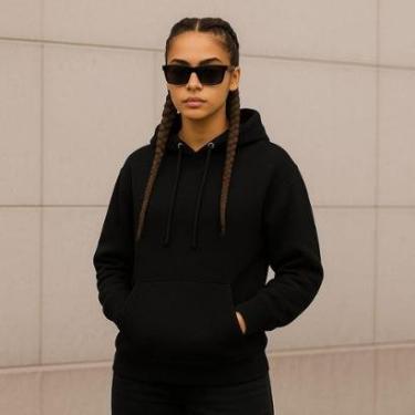 Imagem de Moletom Blusa de Frio Feminina Flanelada Canguro Com Capus-Feminino