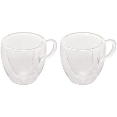 Imagem de Xícara para Café Parede Dupla Coração Cor Transparente Lyor 80ml, Tran