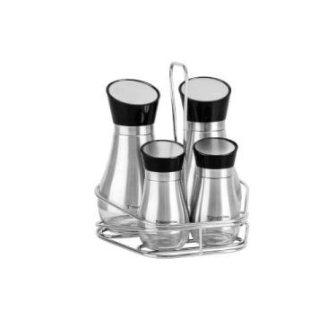 Imagem de Conjunto Galheteiro 5 Peças em Vidro e Aço Inox Realce - Tramontina 61