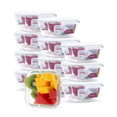 Imagem de KIT 12 Potes de Vidro Quadrado com Tampa Hermética 320ml - U4home, Bra