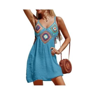 Imagem de Túnica de Crochê Colorida para Praia - Biquini, Maiô e Sarong, Tamanho
