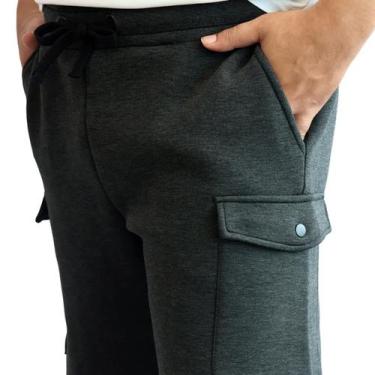 Imagem de Bermuda Masculina Moletom Cargo - Rabbitohs, G, Mescla preto