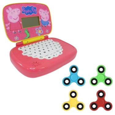 Imagem de Kit Laptop Infantil Educativo Candide Peppa Pig Bilíngue + 1 Fidget Spinner Sortido