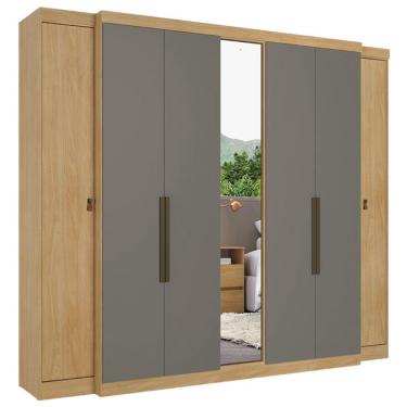 Imagem de Guarda Roupa Casal Supremo Glass 7 Portas Nogal Gris Acetinado - THB