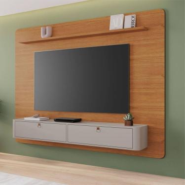 Imagem de Painel para Tv 65 Polegadas Arcos 182x162cm Detalhes Curvos e Portas Báscula Cinamomo/Off-White