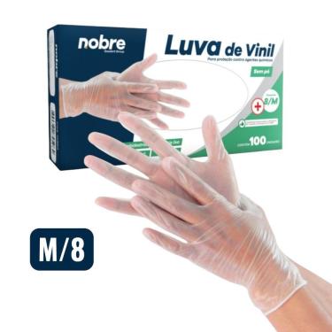 Imagem de Luvas de Vinil Descartáveis sem Pó CA 41265-MTB para Proteção Contra Agentes Químicos Leves Tamanho m Transparente Nobre