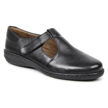 Imagem de Sapato Feminino Enjoy Couro Velcro Opananken - Preto-Feminino