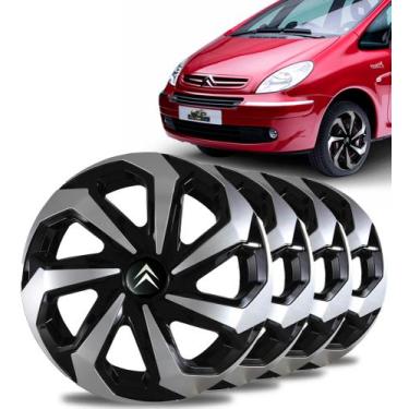 Imagem de Jogo 4 Calota Aro 14 Black Silver Citroen Picasso C3 C4 - Elitte