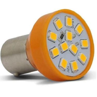 Imagem de Lampada LED 1 Polo Trava Reta BA155-21 12 LEDs Amarela - AUTOPOLI-4DIX