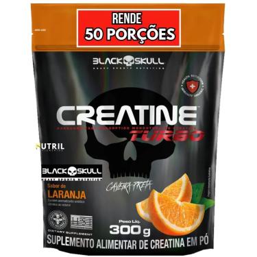 Imagem de Creatina Monohidratada TURBO Refil Black Skull 300g Creatine para Energia Força Ganho d...
