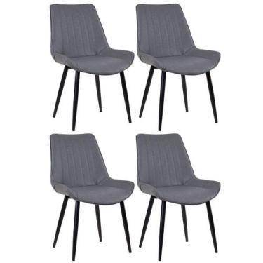 Imagem de Kit 4 Cadeiras Laráz Estofadas Chicago Aço Couro Cinza V - Laraz