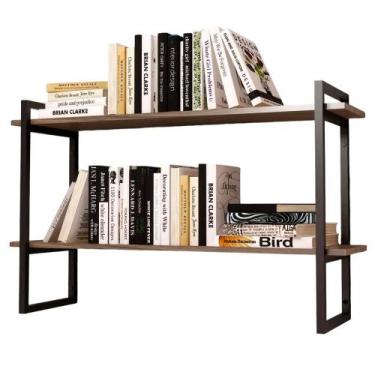 Imagem de Prateleira Suspensa Estilo Industrial Suporte Nicho De Parede Mdf 60cm