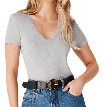 Imagem de Camiseta Feminina Hering MC Cinza Claro - 02TQM2, M, Cinza
