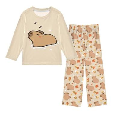 Imagem de Conjunto de pijama senya Cute Capybara Sleeping 2 peças de 3 a 11 anos