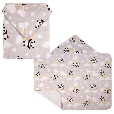 Imagem de Toalha De Banho Para Bebê Estampada Com Capuz Forro De Fralda 67X90 - 
