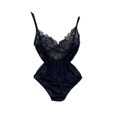 Imagem de Body Preto Sem Alças Com Costas Vazadas E Listras, Lingerie Sexy Estil