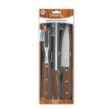 Imagem de Kit Churrasco Desing Wood 3 Peças Original - ORIGINAL LINE
