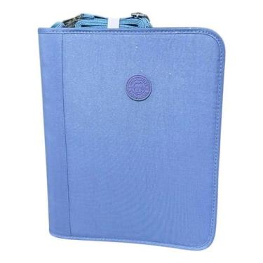 Imagem de Fichário Kika com glitter 4 argolas com zíper, azul