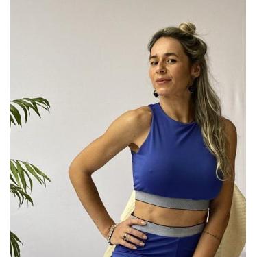Imagem de Top Cropped Decote Alto Azul Bic - FEIVE, M