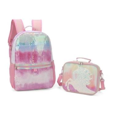 Imagem de Kit Mochila Lancheira Unicornio Tie dye Infantil Menina - Luxcel, Tie 