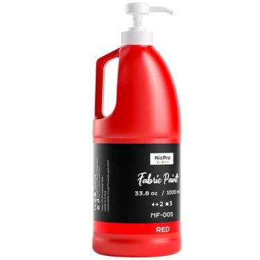 Imagem de Tinta para tecido Nicpro NF-005 vermelha 1000 ml com bomba