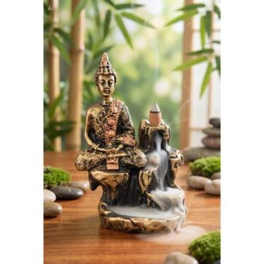 Imagem de INCENSARIO CASCATA CASCATA PEDRA Buda Hindu Meditando ZEN 1 - Decore C