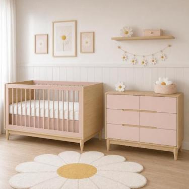 Imagem de Conjunto Móveis para Quarto de Bebê Premium Berço vira Cama e Cômoda 6