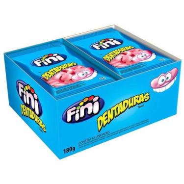 Imagem de Bala de Gelatina Fini Gelatina Dentaduras - Morango e Framboesa 15g Pa