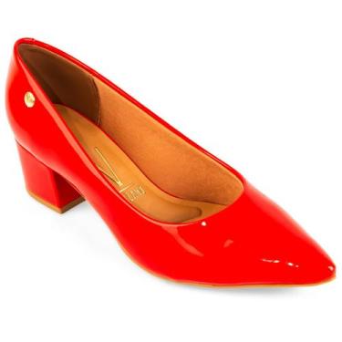 Imagem de Scarpin Vizzano Salto Médio Bloco Sapato Confortável, Vermelho, 35
