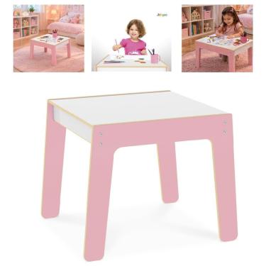 Imagem de Mesa Infantil Multiuso Escolar Brinquedoteca Estudos Design Moderno Delicado Rosa Yeet 58CM