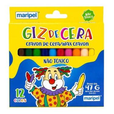 Imagem de Giz de Cera Pequeno Escolar Com 12 Cores 47g Maripel