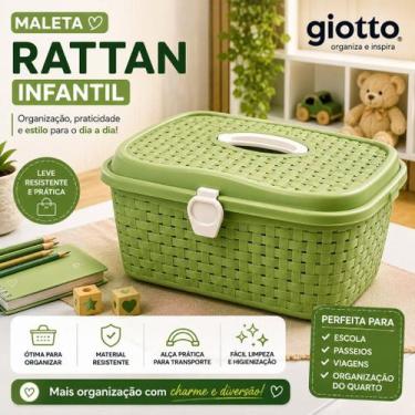 Imagem de Maleta Rattan Frasqueira Infantil Verde Organizador Infantil Viagem Es