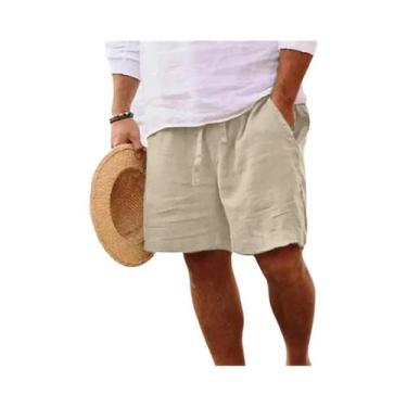 Imagem de Shorts Esportivos Masculinos De Linho Para Verão Com Bolsos, Calças De