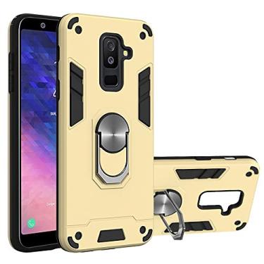 Imagem de Capa de celular Para Samsung Galaxy A6 Plus 2018 / A9 Star Lite Case, capa à prova de choque de grau militar com suporte de montagem de carro magnético caço protetor (Color : Gold)